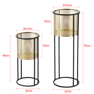 Urtepottestativ Malmedy 2-delt sort-guldfarvet en.casa