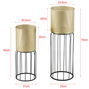 Urtepottestativ Maaseik 2-delt sort-guldfarvet en.casa