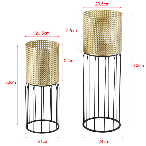 Urtepottestativ Maaseik 2-delt sort-guldfarvet en.casa