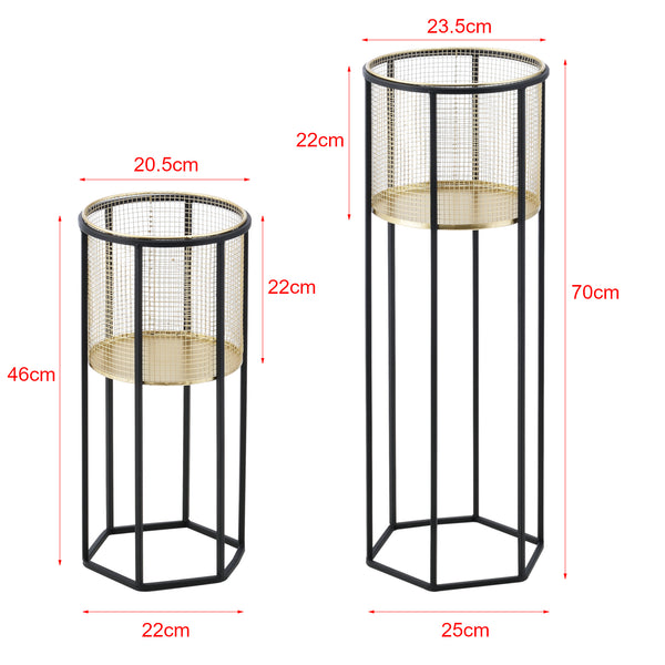 Urtepottestativ Malgedem 2-delt sort-guldfarvet en.casa