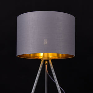 Bordlampe Metz E14 Max. 40W Stofskærm og metalfødder Grå/guld lux.pro
