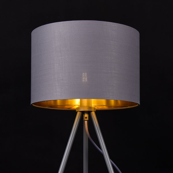 Bordlampe Metz E14 Max. 40W Stofskærm og metalfødder Grå/guld lux.pro