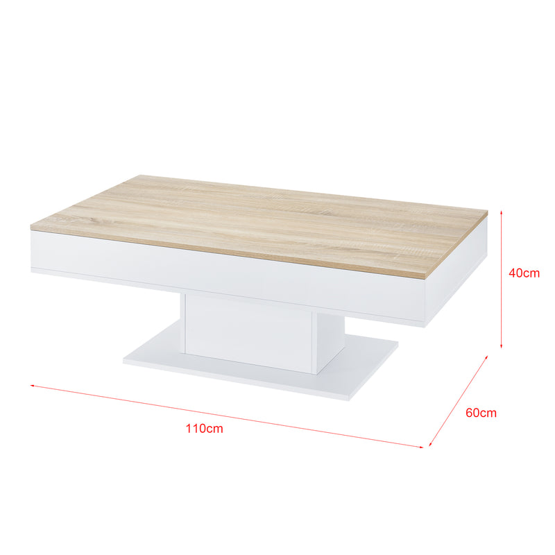 Målskitse [en.casa]® Sofabord Lünen med opbevaringsrum-40x110x60cm-ljus træ-optik-vit-melaminovertrukket spånplade
