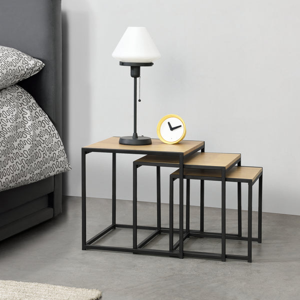 Sidebord Ringsaker sæt med 3 i egetræslook en.casa
