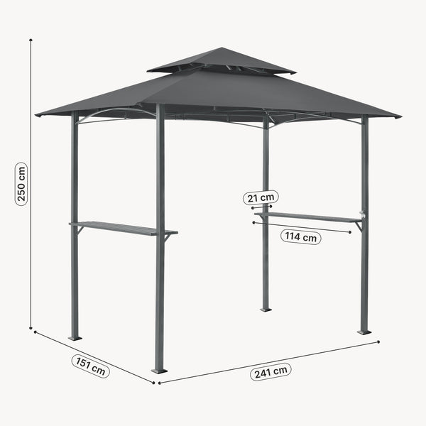 Grillpavillon Parga 250x241x151cm mørkegrå en.casa