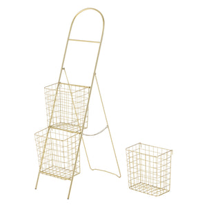 Dekorativ stige med metalkurve metal messing 107x27x55cm en.casa