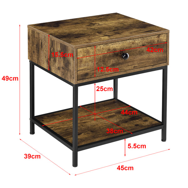 Sidebord Bjuv 45x39x49cm Mørkt træ en.casa