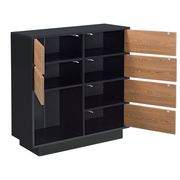 Sideskab Krokom 88x80x30 cm sort/mørkt træ en.casa