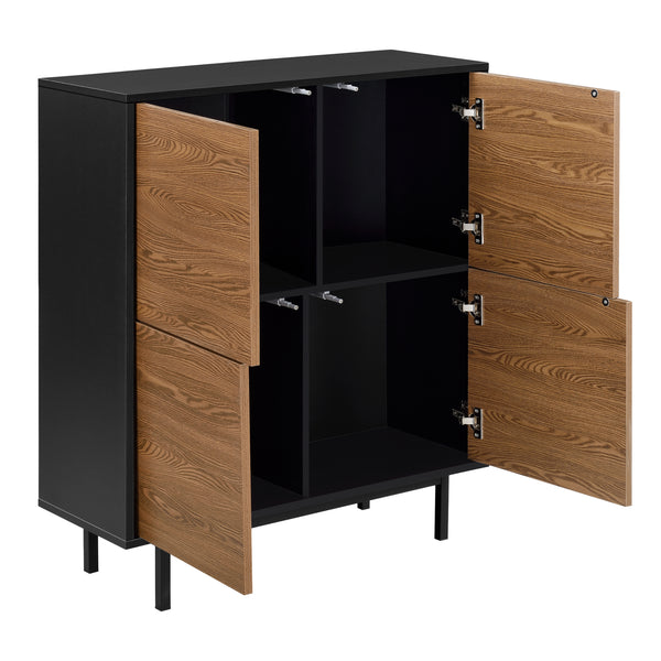 Gnosjö sideskab 80x30x93cm sort/mørkt træ en.casa