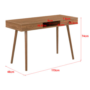 Habo skrivebord med hylde og skuffe 115x48x74cm Mørkt træ en.casa