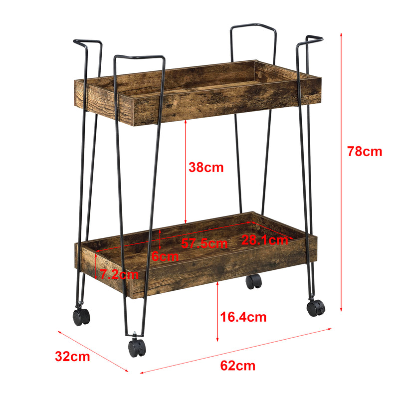 Målskitse Serveringsvogn Vaxholm 78x62x32cm Mørkt træ en.casa