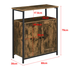 Sidebord Aremark 79x60x30cm med skabsrum Mørk træfarve [en.casa].