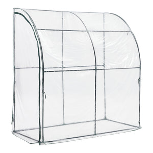 Vægdrivhus Juta 100x200x215cm PVC-film Transparent [en.casa]