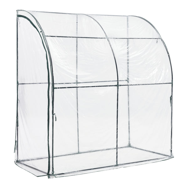Vægdrivhus Juta 100x200x215cm PVC-film Transparent [en.casa]