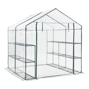 Drivhus Grünau med hylder 200x200x220cm Transparent [en.casa].