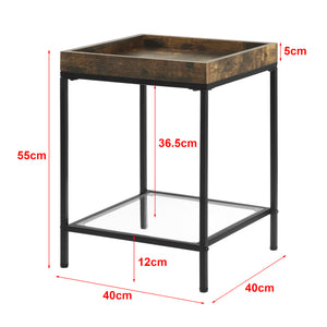 Sidebord Mariefred 55x40x40cm med hylde Mørk træfarve [en.casa].