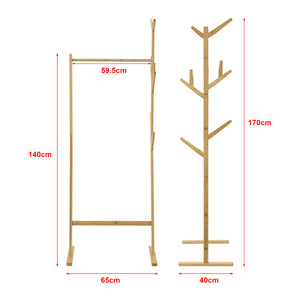 Bambus knagerække Nordreisa 65x40x170cm [en.casa].