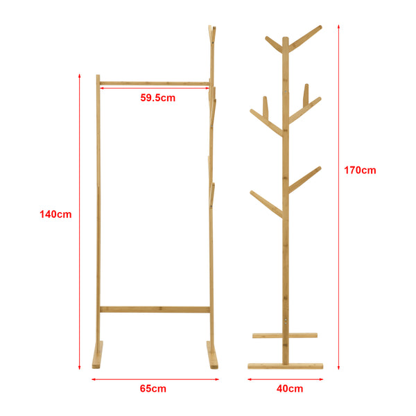 Bambus knagerække Nordreisa 65x40x170cm [en.casa].