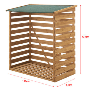 Brændeskjul 123x116x64cm naturligt grantræ [en.casa].