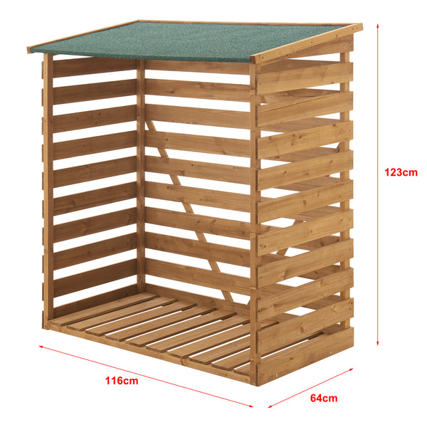 Brændeskjul 123x116x64cm naturligt grantræ [en.casa].