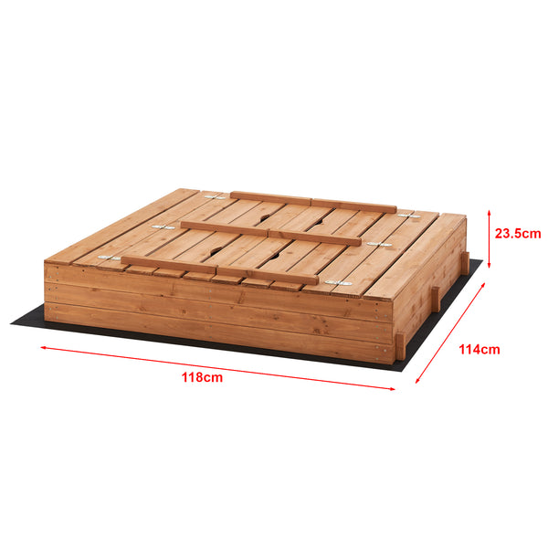 Campillos sandkasse med siddepladser 23,5 x 118 x 114 cm naturtræ [en.casa].