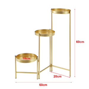 Kallo plantestativ med 3 messingfarvede plantebakker [en.casa].