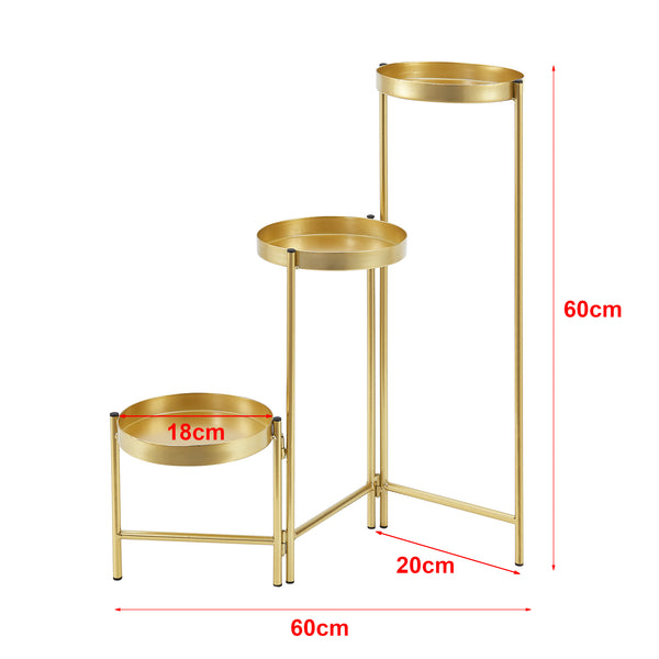 Kallo plantestativ med 3 messingfarvede plantebakker [en.casa].