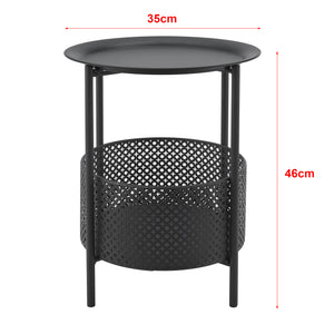 Kruibeke sidebord 46x35cm med kurv sort [en.casa].