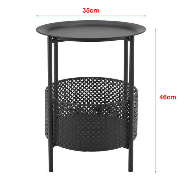 Kruibeke sidebord 46x35cm med kurv sort [en.casa].