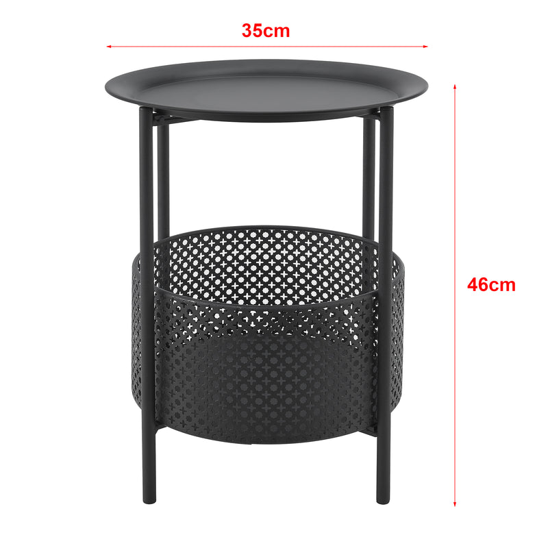 Målskitse Kruibeke sidebord 46x35cm med kurv sort [en.casa].