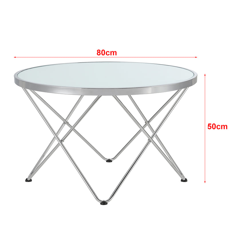 Målskitse Sofabord Nikkeby metalstel sølv/mælkeglas-look [en.casa].