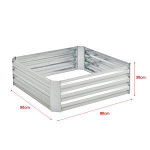 Plantebed Barneveld 90x90x30cm stål sølv [en.casa].