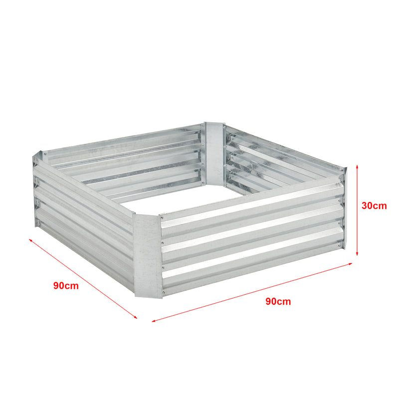Målskitse Plantebed Barneveld 90x90x30cm stål sølv [en.casa].