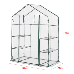 Hoorn drivhus med hylder 140x73x195cm Transparent [en.casa].