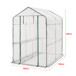 Drivhus Oosterhout med hylder 120x186x190cm Transparent [en.casa].
