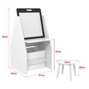 Børnebord med maletavle Ferrol 88x51x49 cm Hvid [en.casa].
