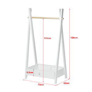 Laxe garderobestativ til børn 126x73x43 cm bambus hvid [en.casa].