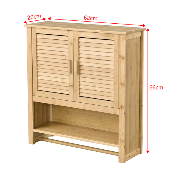 Badeværelsesskab Tyresö vægskab bambus 66 x 62 x 20 cm [en.casa].