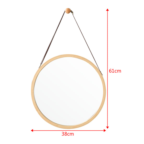 Bambus vægspejl Bykle rund 38 cm [en.casa].