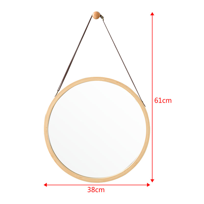 Målskitse Bambus vægspejl Bykle rund 38 cm [en.casa].