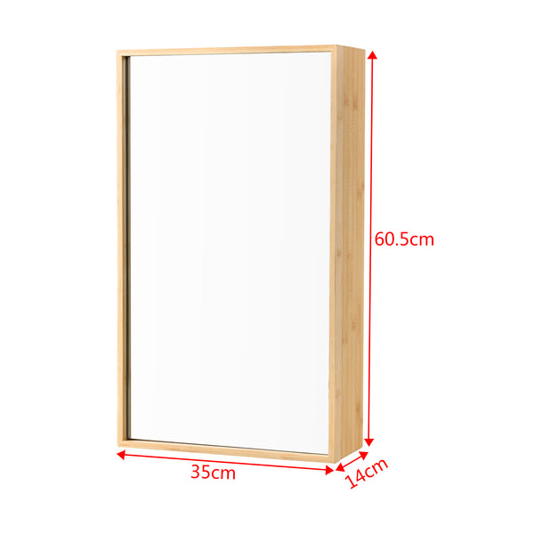 Ikorfat spejlskab 60,5 x 35 x 14 cm naturlig bambus [en.casa].