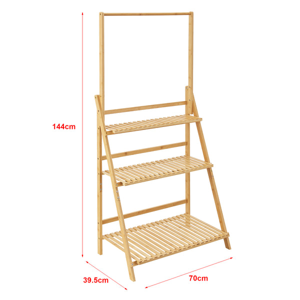 Brändö 3-etagers plantestige 144 x 70 x 39,5 cm bambus [en.casa].