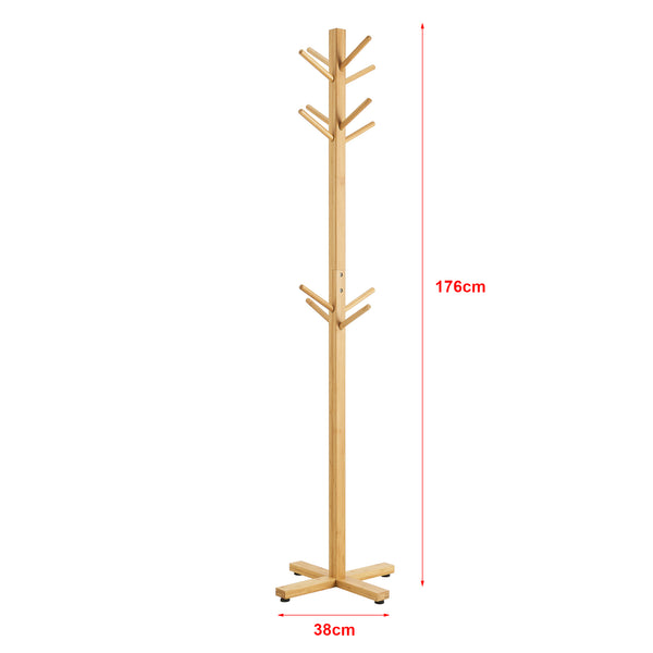 Garderobestativ Jämsä 176 x 38 x 38 cm 12 kroge bambus natur [en.casa].