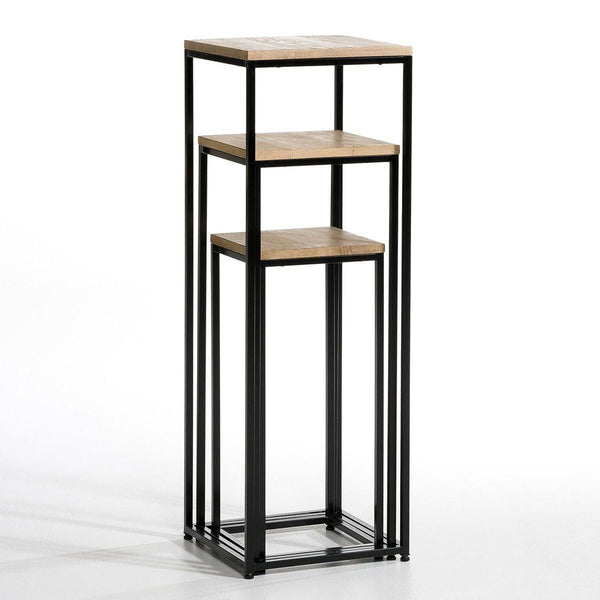 Kontiolahti sofabord sæt med 3 i sort/træ-look ALT [en.casa]