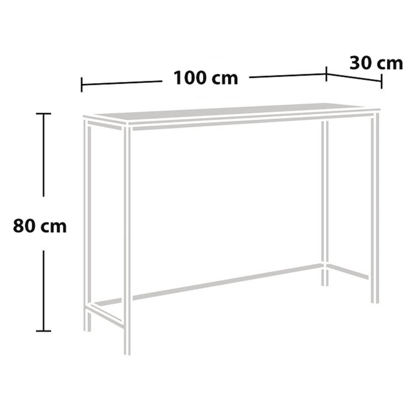 Målskitse Kronoby konsolbord 80 x 100 x 30 cm sort/træ-effekt [en.casa] TR