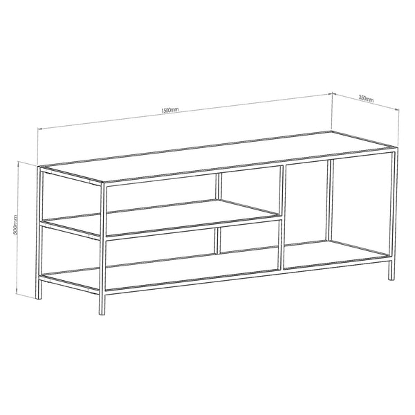 Kuusamo TV-bord 50 x 150 x 35 cm sort/transparent [en.casa].