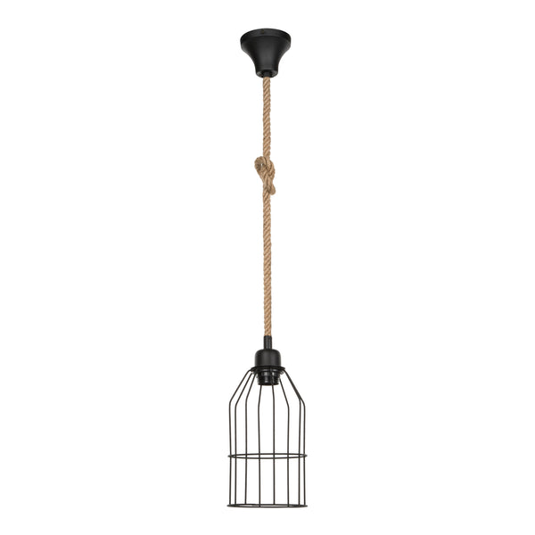 Pendel Ashford 24x14 cm 1-lys sort/jutefarvet [lux.pro].