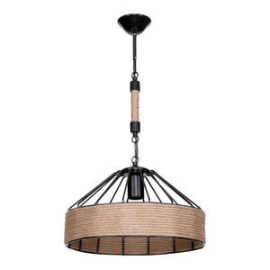Bridgford pendel E27 metal jute reb sort/jute farvet [lux.pro]
