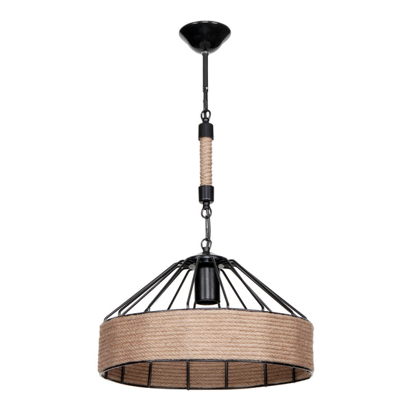 Bridgford pendel E27 metal jute reb sort/jute farvet [lux.pro]
