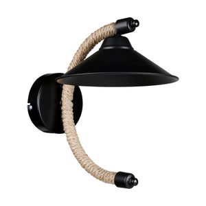 Væglampe Cannock E27 metal jute reb sort / jute farvet [lux.pro]